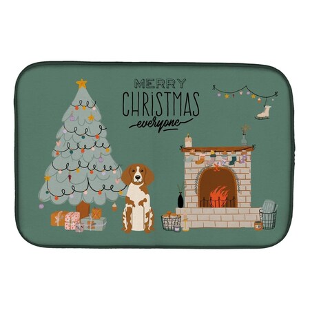 Carolines Treasures 14 x 21 in. Brittany Spaniel Christmas Everyone Dish Drying Mat CK7635DDM